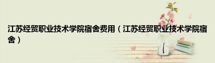 江苏经贸职业技术学院宿舍费用（江苏经贸职业技术学院宿舍）