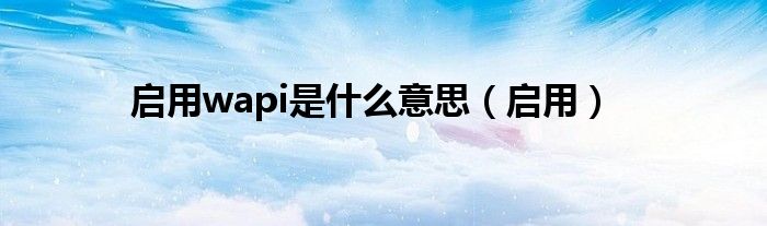 启用wapi是什么意思（启用）