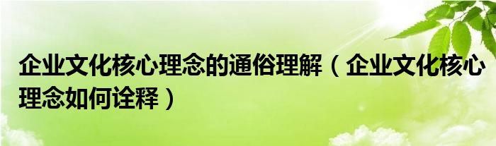 企业文化核心理念的通俗理解（企业文化核心理念如何诠释）