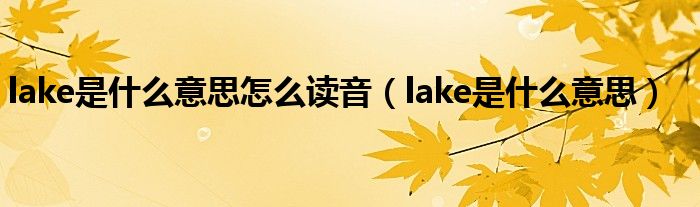 lake是什么意思怎么读音（lake是什么意思）