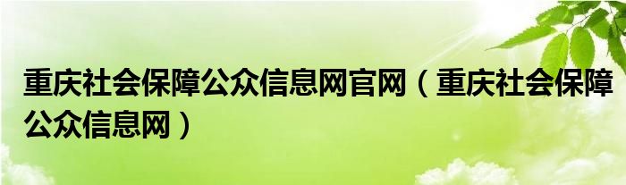 重庆社会保障公众信息网官网（重庆社会保障公众信息网）