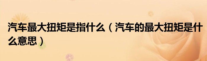 汽车最大扭矩是指什么（汽车的最大扭矩是什么意思）