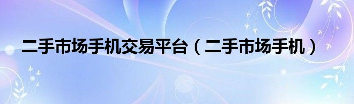 二手市场手机交易平台（二手市场手机）