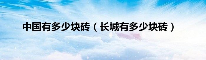 中国有多少块砖（长城有多少块砖）