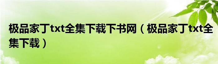 极品家丁txt全集下载下书网（极品家丁txt全集下载）