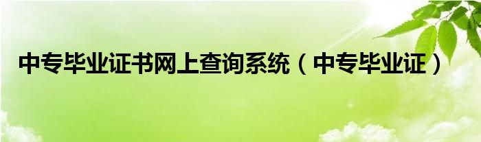 中专毕业证书网上查询系统（中专毕业证）