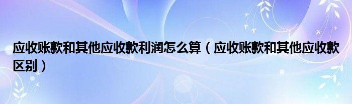应收账款和其他应收款利润怎么算（应收账款和其他应收款区别）