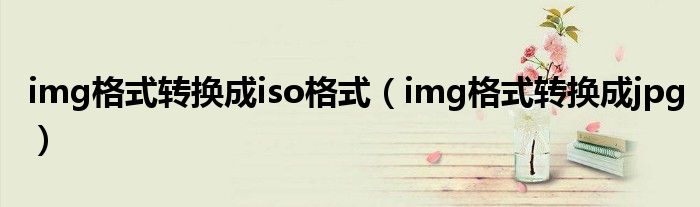 img格式转换成iso格式（img格式转换成jpg）
