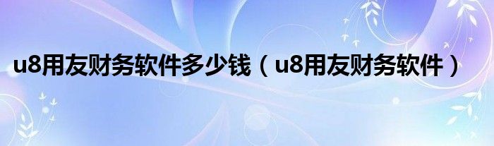 u8用友财务软件多少钱（u8用友财务软件）