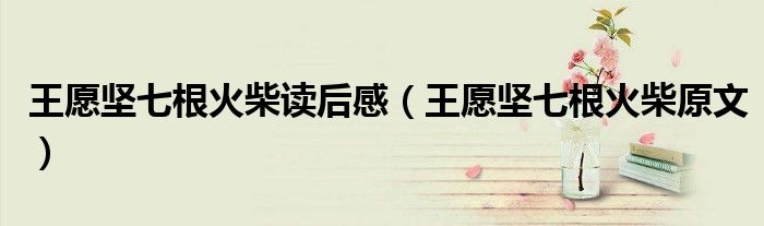 王愿坚七根火柴读后感（王愿坚七根火柴原文）