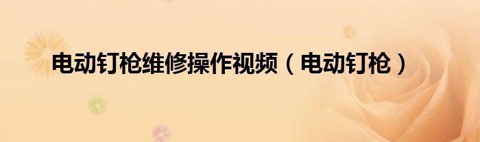 电动钉枪维修操作视频（电动钉枪）