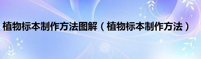 植物标本制作方法图解（植物标本制作方法）