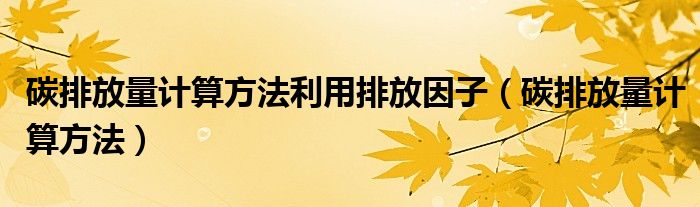 碳排放量计算方法利用排放因子（碳排放量计算方法）