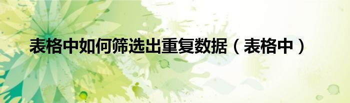 表格中如何筛选出重复数据（表格中）