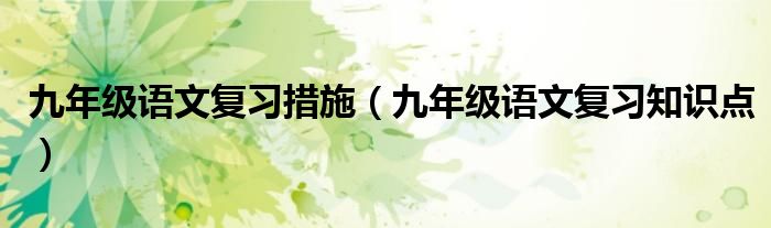九年级语文复习措施（九年级语文复习知识点）