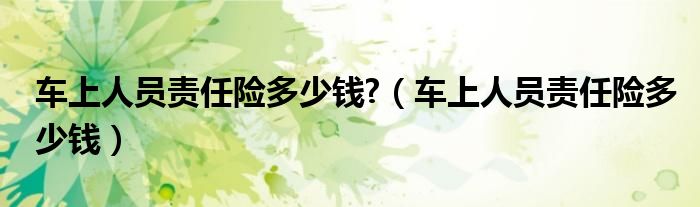 车上人员责任险多少钱?（车上人员责任险多少钱）