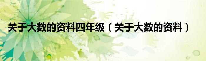 关于大数的资料四年级（关于大数的资料）