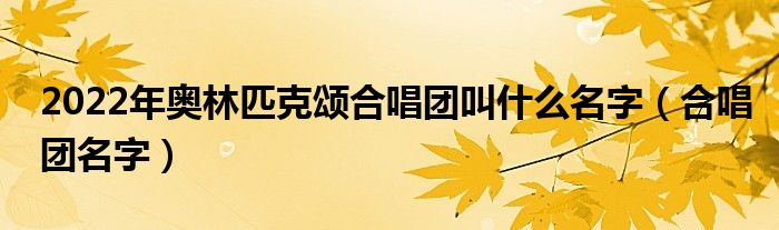 2022年奥林匹克颂合唱团叫什么名字（合唱团名字）