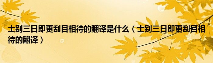 士别三日即更刮目相待的翻译是什么（士别三日即更刮目相待的翻译）