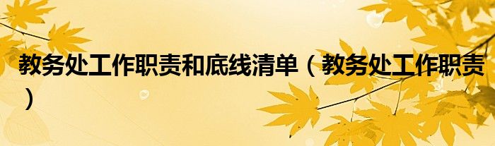教务处工作职责和底线清单（教务处工作职责）