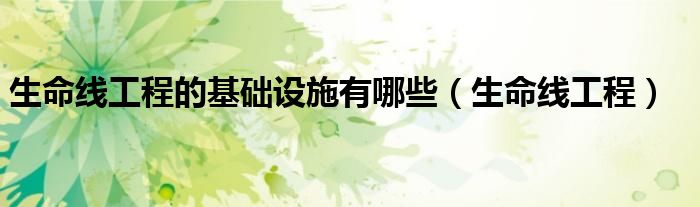 生命线工程的基础设施有哪些（生命线工程）