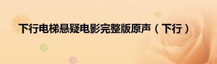 下行电梯悬疑电影完整版原声（下行）