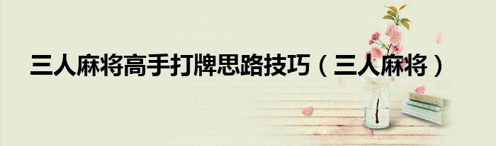 三人麻将高手打牌思路技巧（三人麻将）