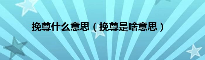 挽尊什么意思（挽尊是啥意思）