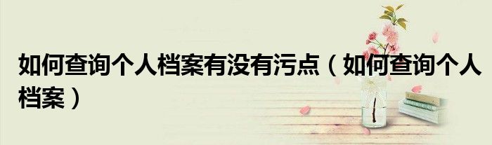 如何查询个人档案有没有污点（如何查询个人档案）