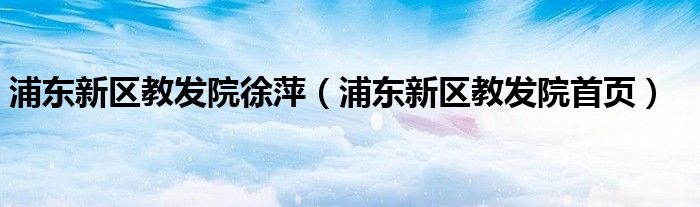 浦东新区教发院徐萍（浦东新区教发院首页）