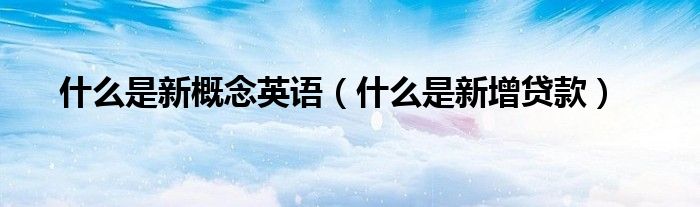 什么是新概念英语（什么是新增贷款）