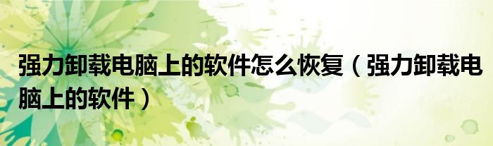 强力卸载电脑上的软件怎么恢复（强力卸载电脑上的软件）