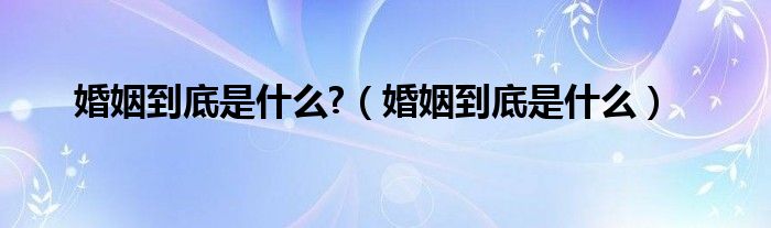 婚姻到底是什么?（婚姻到底是什么）