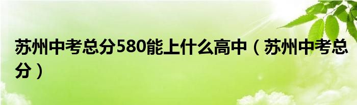 苏州中考总分580能上什么高中（苏州中考总分）