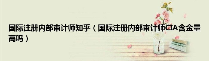 国际注册内部审计师知乎（国际注册内部审计师CIA含金量高吗）