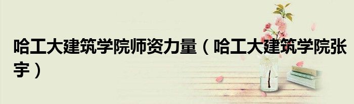 哈工大建筑学院师资力量（哈工大建筑学院张宇）