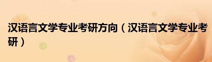汉语言文学专业考研方向（汉语言文学专业考研）