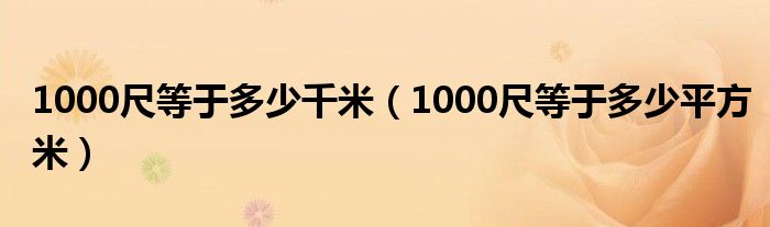 1000尺等于多少千米（1000尺等于多少平方米）