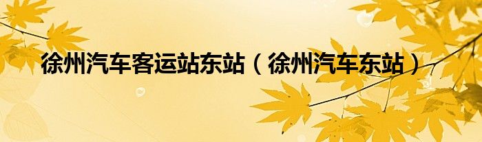 徐州汽车客运站东站（徐州汽车东站）