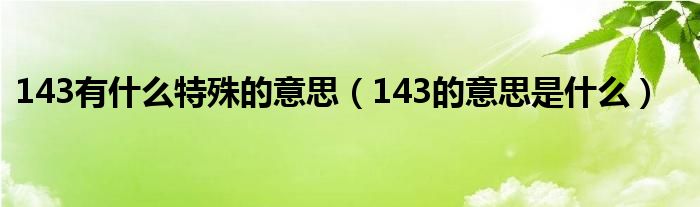 143有什么特殊的意思（143的意思是什么）