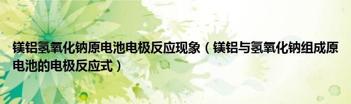 镁铝氢氧化钠原电池电极反应现象（镁铝与氢氧化钠组成原电池的电极反应式）