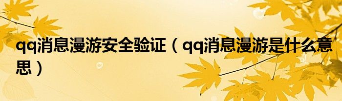 qq消息漫游安全验证（qq消息漫游是什么意思）