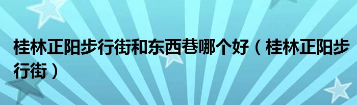 桂林正阳步行街和东西巷哪个好（桂林正阳步行街）