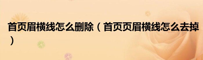 首页眉横线怎么删除（首页页眉横线怎么去掉）