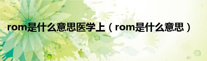 rom是什么意思医学上（rom是什么意思）