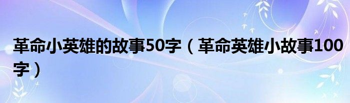 革命小英雄的故事50字（革命英雄小故事100字）