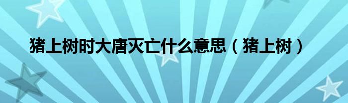 猪上树时大唐灭亡什么意思（猪上树）