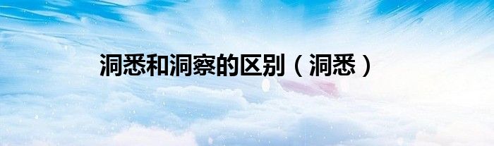 洞悉和洞察的区别（洞悉）