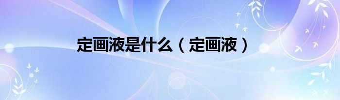 定画液是什么（定画液）