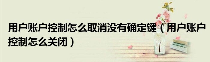 用户账户控制怎么取消没有确定键（用户账户控制怎么关闭）